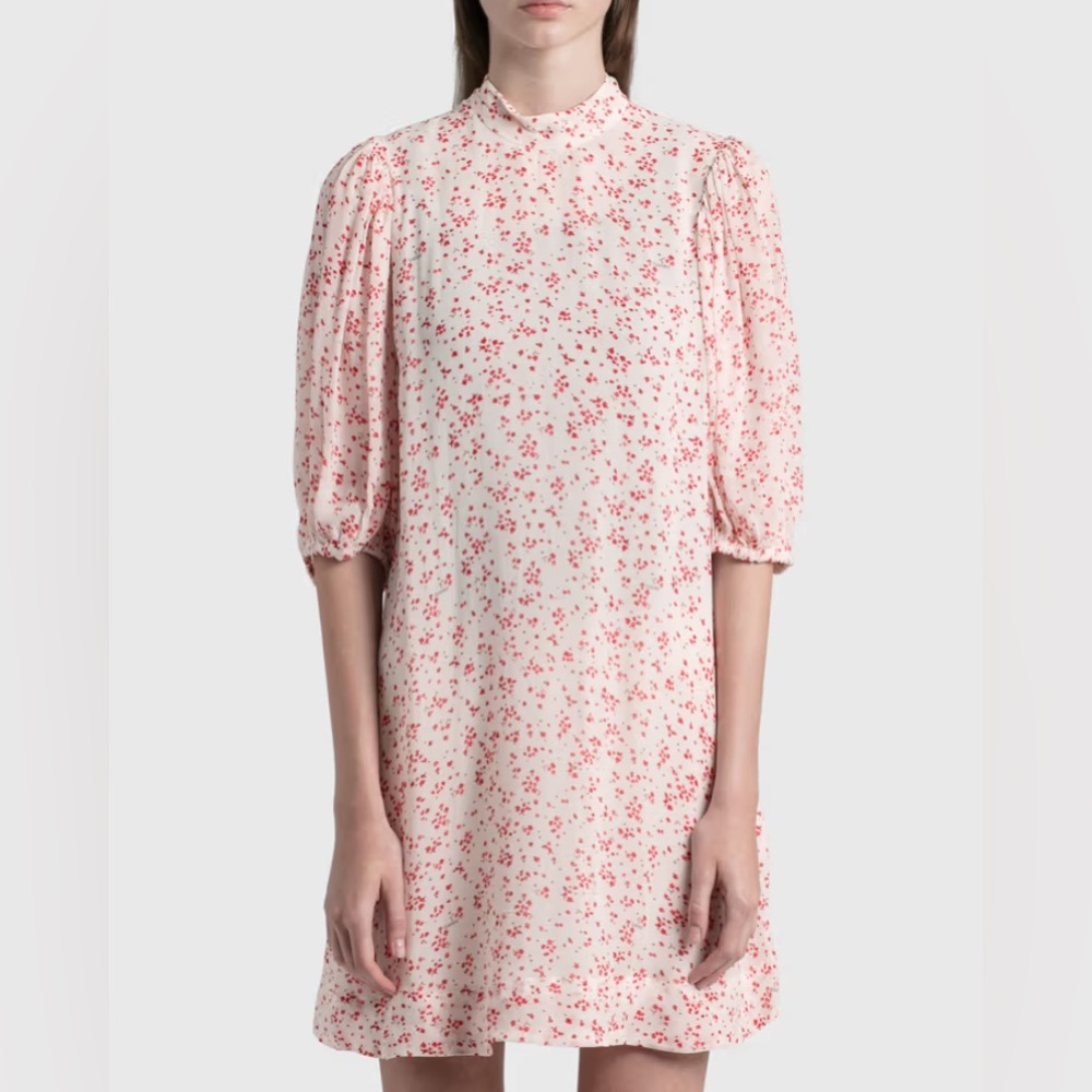GANNI printed georgette mini dress